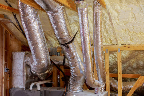 istock Air conditioner ventilation installation system in building a frame house 1145355182