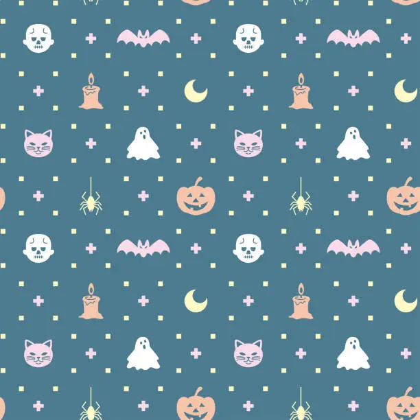 Vector illustration of Halloween themed seamless pattern