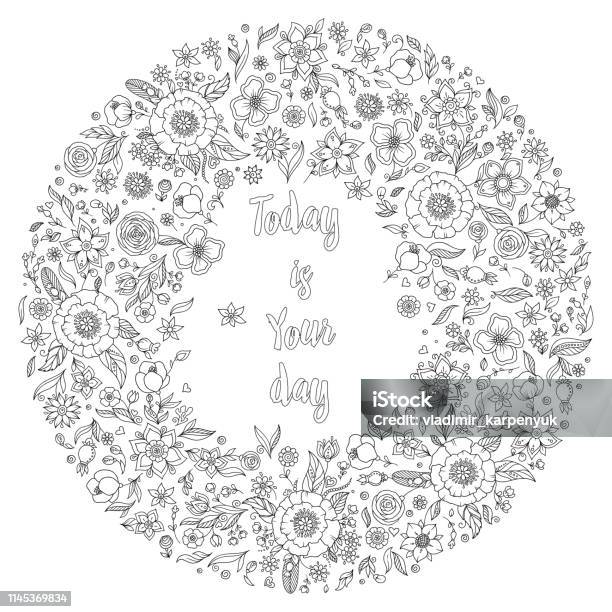 Black And White Lettering Illustration Coloring Book Stock Illustration - Download Image Now