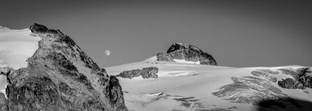 istock High Alpine & Glacier with Mountain Peak and Full Moon. 1145378671