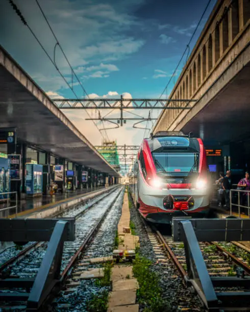 This photo was taken at the Roma Termini railway station during the arrival of a passenger train in Rome - Italy