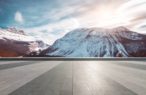 istock empty observation patio front of rocky mountains 1145382748