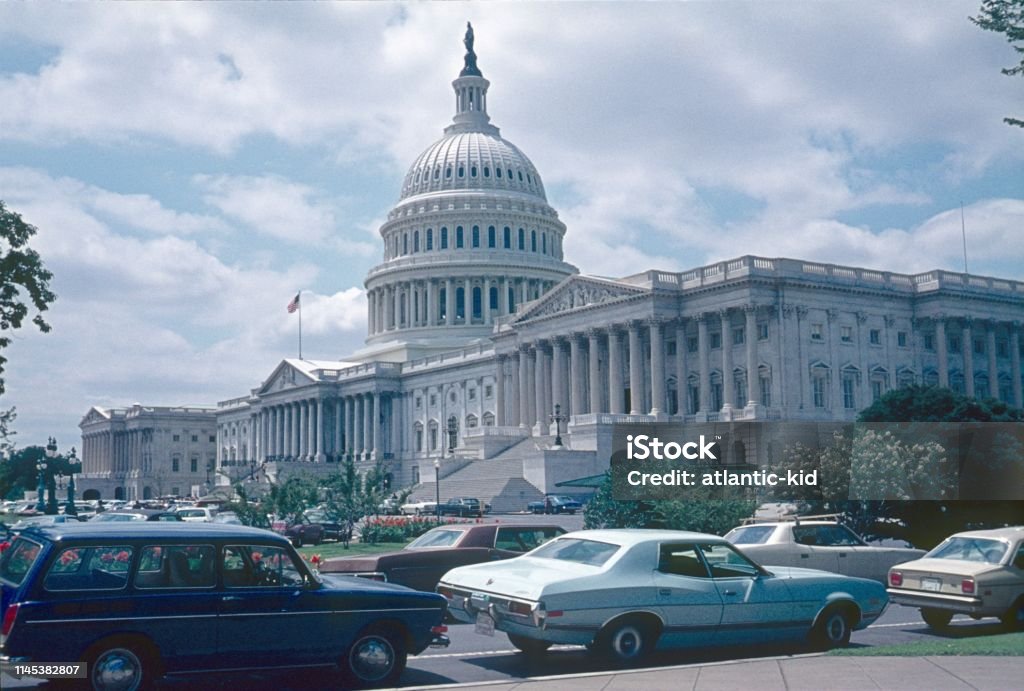 The Capitol in Washington DC, USA Washington DC, USA, 1977. The Capitol building from the outside. 1970-1979 Stock Photo