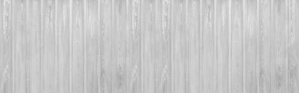 Panorama of white wood wall texture and background