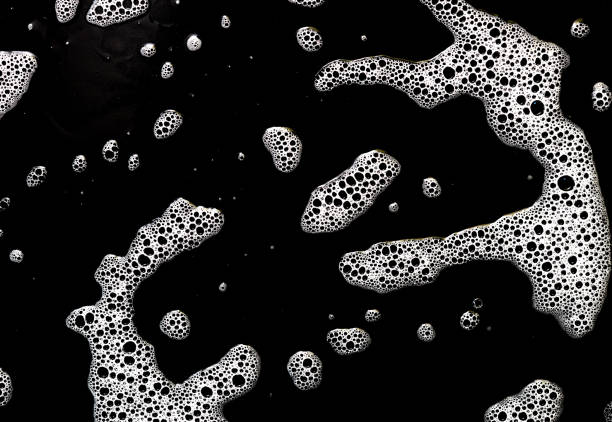 黒の泡 - soap sud bubble textured water ストックフォトと画像