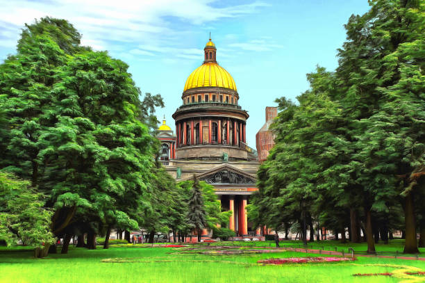 istock Saint Isaac Cathedral among the lush trees 1145387856