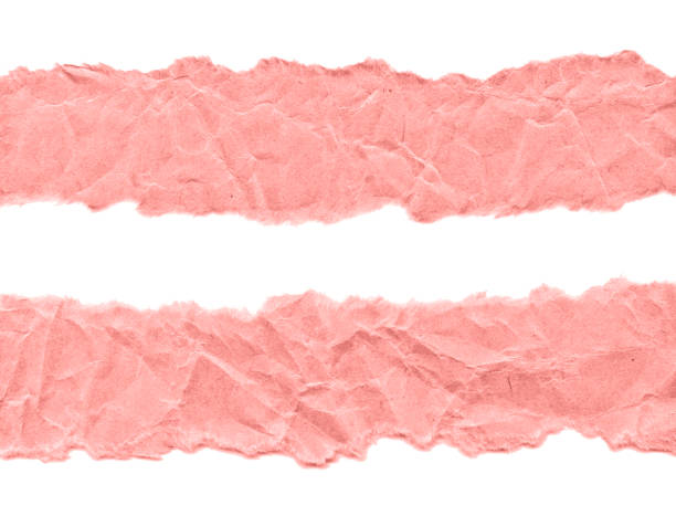 Scraps of pink paper on a white background. Isolated on white. Ready frame for design, template. Torn paper