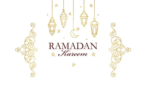 Vector illustration of Vector card for Ramadan Kareem greeting.