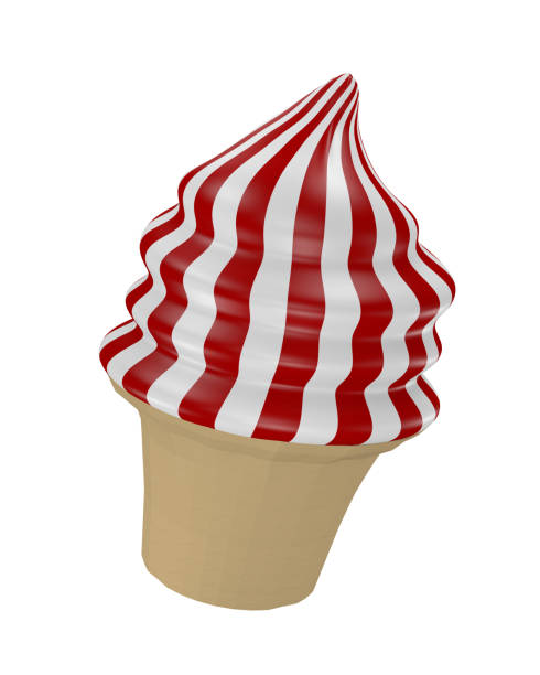 istock Soft ice cream red and white striped in an ice cream cone. 1145390348