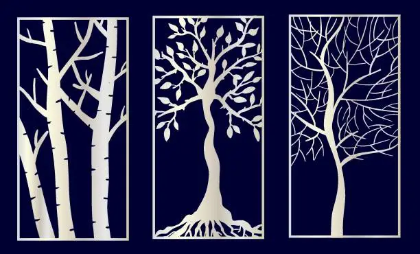 Vector illustration of Set of Decorative laser cut panels