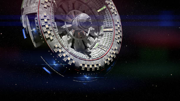 istock space station, futuristic habitat in outer space (3d science fiction illustration) 1145393289