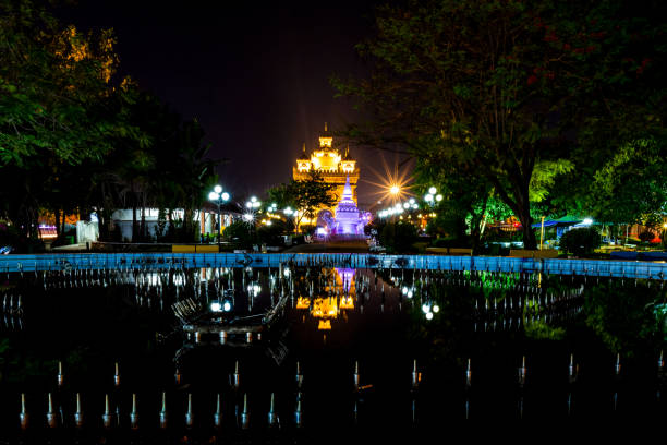 Patuxay monument landmark arch and war memorial in Vientiane, Laos