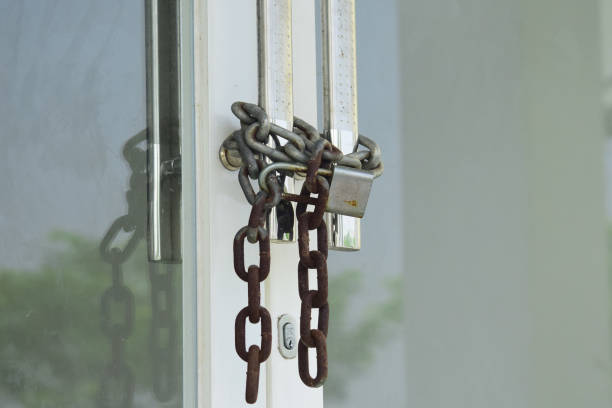 the door is locked tightly and chained