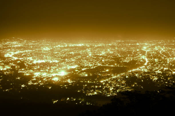 The city of Victoria at night from top of Mt.Doug.