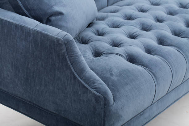 seats cozy leather sofa, 2 seater modern sofa in light grey fabric, 2-Seat Sofa, Feather Cushion Sofa,
