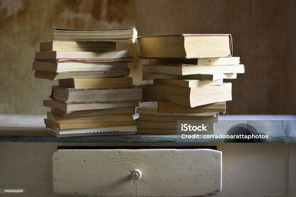 ancient used books books Education Stock Photo