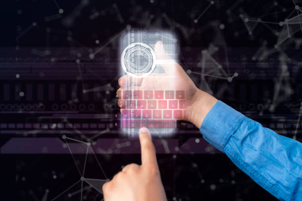 istock close up hand hold futuristic holographic phone b 1145410026