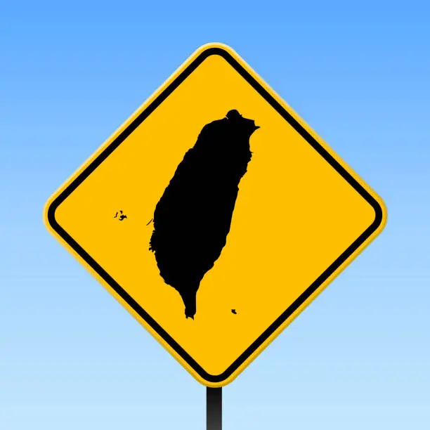 Vector illustration of Taiwan map on road sign.