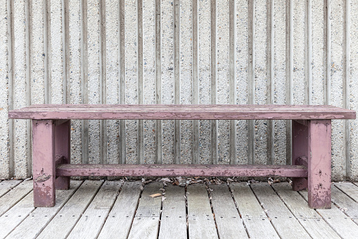 Wooden bench outside the building