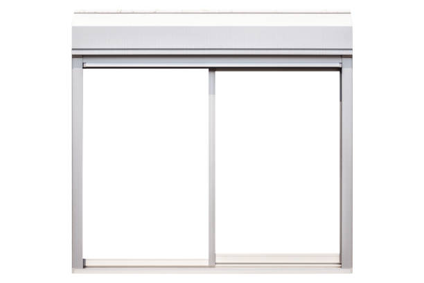 istock White metal window frame isolated on white background 1145414642