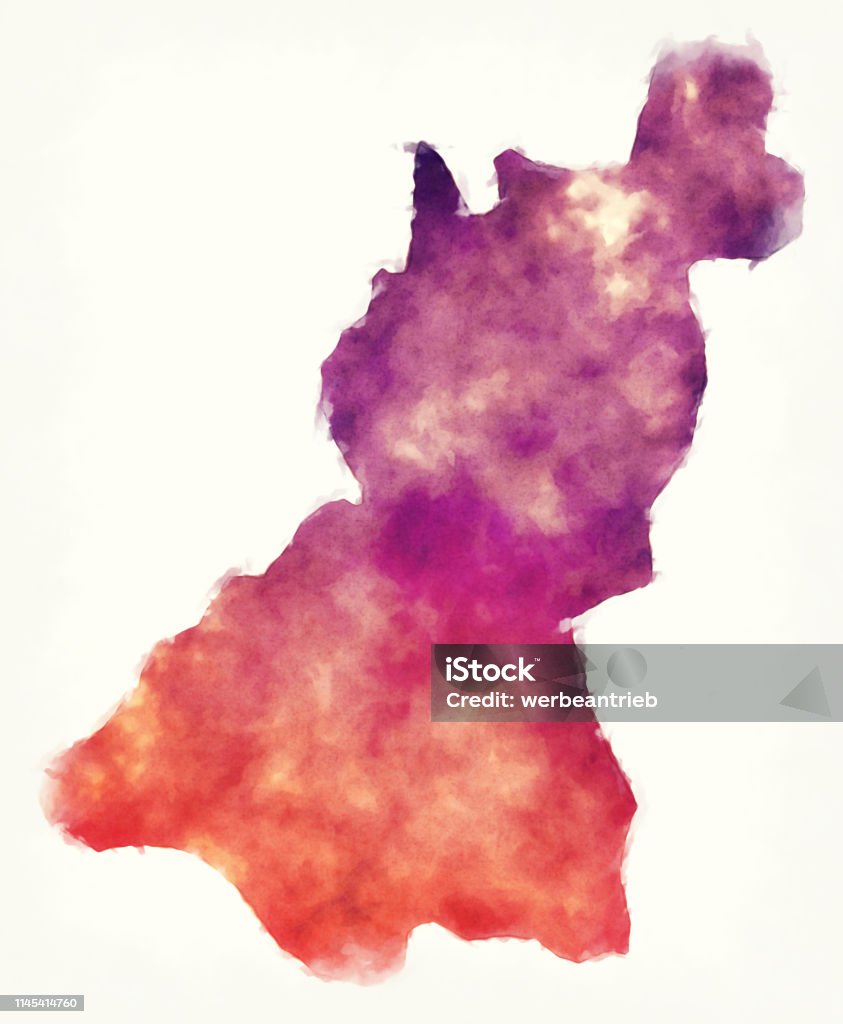 Mappa Ad Acquerello Del Distretto Di Wangdue Phodrang Del Bhutan