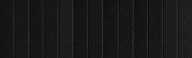 istock Panorama of Black wood wall texture and background 1145415775