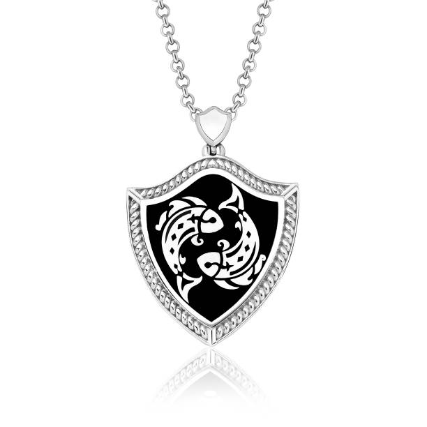 istock Pisces Zodiac Sign Horoscope Shield Necklace Pendant 1145418008