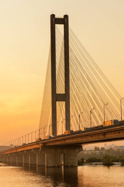 istock Southern bridge in Kiev at sunset 1145418057