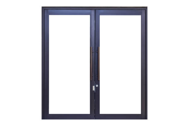 istock Black Stainless steel door isolated on white background 1145419101