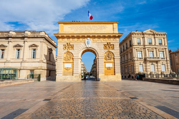 Triumphal Arch or Arc de Triomphe in Montpellier city in France