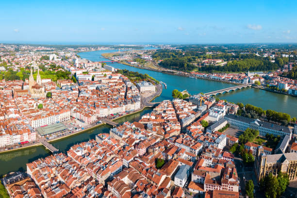 Bayonne aerial panoramic view, France Bayonne aerial panoramic view. Bayonne is a city and commune in south-western France. bayonne stock pictures, royalty-free photos & images