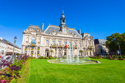 Town hall at Place Jean Jaures square in Tours city in Loire valley of France