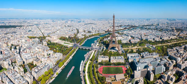 istock Paris aerial panoramic view, France 1145422107
