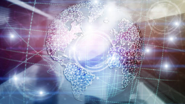 istock 3D earth hologram, Globe, WWW, Global Business and Telecommunication. 1145423826