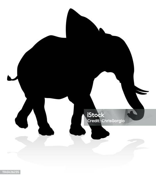 Elephant Safari Animal Silhouette Stock Illustration - Download Image Now - Elephant, Shadow, Animal