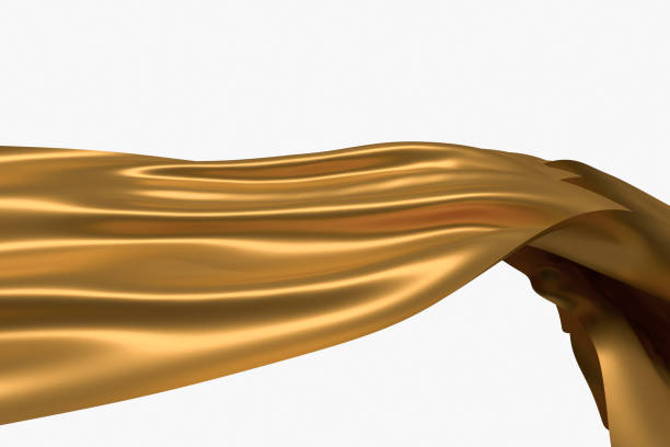 istock 3d rendering, golden flowing cloth background 1145428922