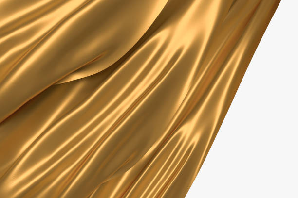 istock 3d rendering, golden flowing cloth background 1145428923