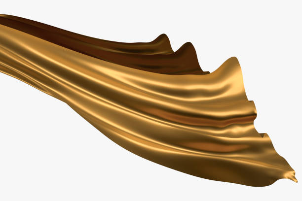 istock 3d rendering, golden flowing cloth background 1145428944