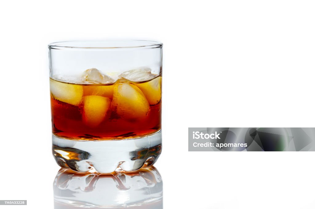 Whisky on the rocks on white background Alcohol - Drink Stock Photo