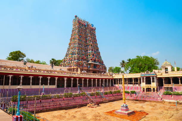 храм минакши аммана в мадурае - tamil nadu tamil temple amman стоковые фото и изображения