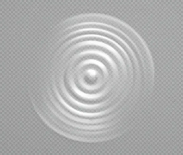 Vector illustration of Splash water or milk, wave from drop. Pulsating circular vortex of liquid, top view.