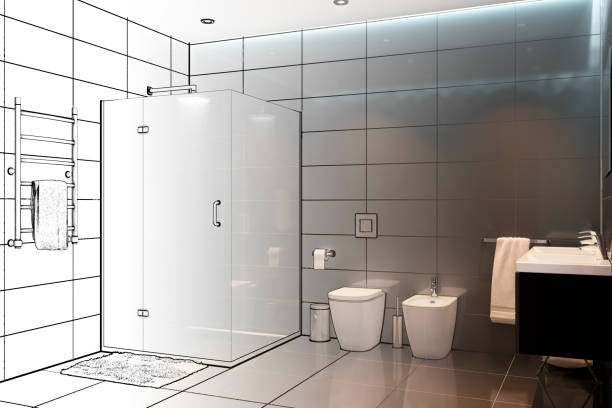 istock Sketch of the modern shower room 1145436908