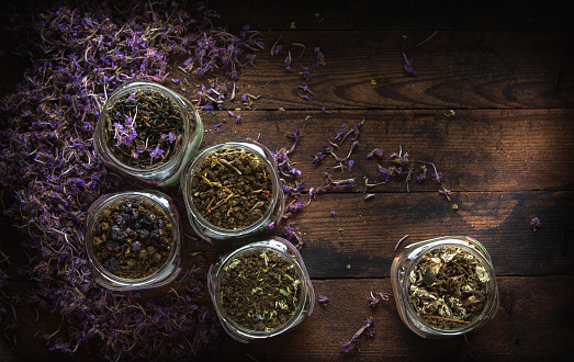 Dried Fireweed Tea Rustic Background