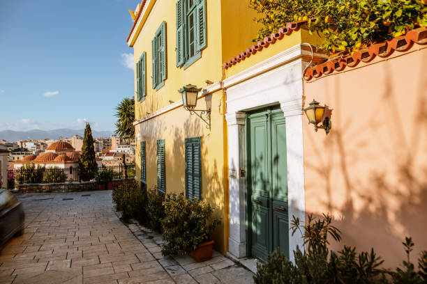 A street with typical architecture in Plaka, Athens, Greece