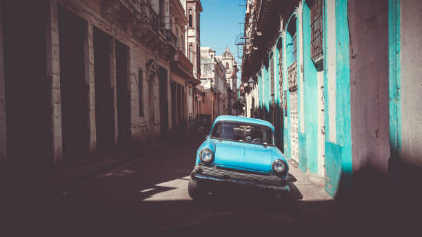 istock Old Teal Vintage Car in Cuba 1145452018