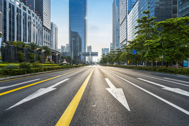 istock empty highway with cityscape and skyline of shenzhen,China. 1145453316