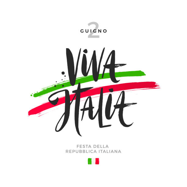 Italian republic day hand drawn vector illustration Italian republic day hand drawn vector illustration. Brush lettering greeting and brushstrokes in color of Italian  national flag. italy stock illustrations