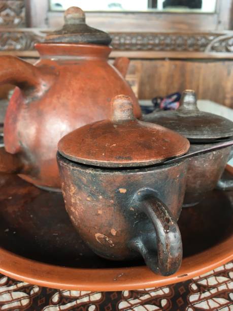 istock traditional clay tea cup and jar 1145455738