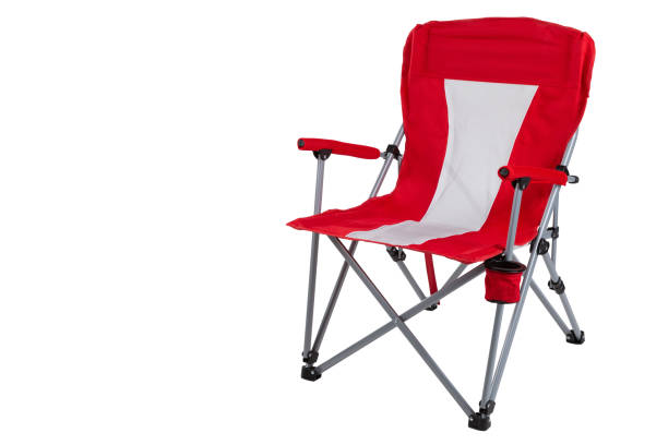 istock red folding chair for camping or fishing, on a white background, isolate 1145457700
