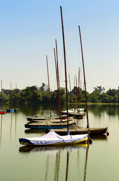 istock Yachts in harbor of river 1145458444